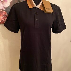 Burberry Black Polo Shirt with Contrasting Collar